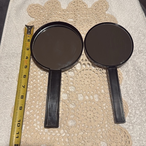 Vintage Otagiri Japan Nesting Double Hand Mirror Black Lacquer Bird Of Paradise - Picture 6 of 10